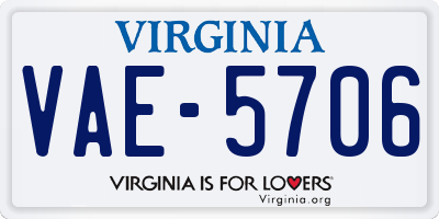 VA license plate VAE5706