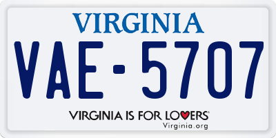 VA license plate VAE5707