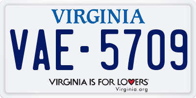 VA license plate VAE5709