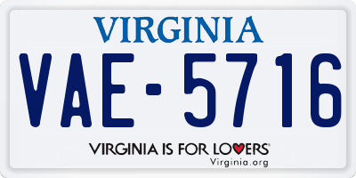 VA license plate VAE5716