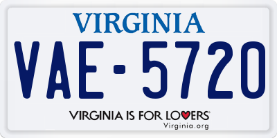 VA license plate VAE5720