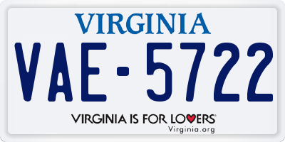 VA license plate VAE5722