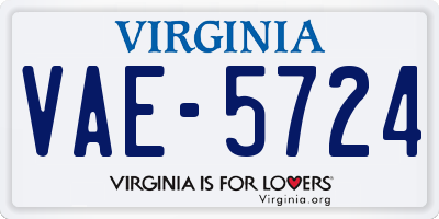 VA license plate VAE5724