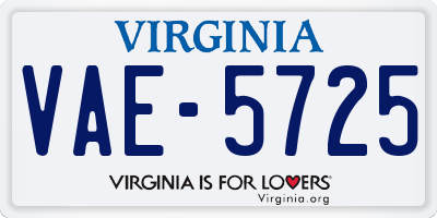 VA license plate VAE5725