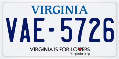 VA license plate VAE5726