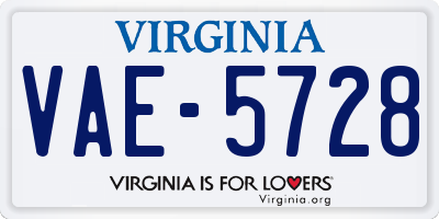 VA license plate VAE5728