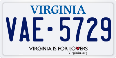 VA license plate VAE5729
