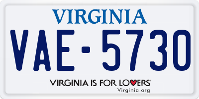 VA license plate VAE5730