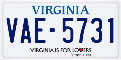 VA license plate VAE5731