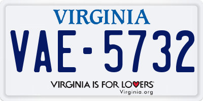VA license plate VAE5732