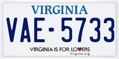 VA license plate VAE5733