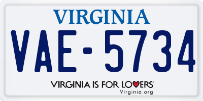 VA license plate VAE5734