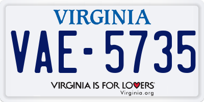 VA license plate VAE5735