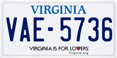 VA license plate VAE5736