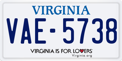 VA license plate VAE5738