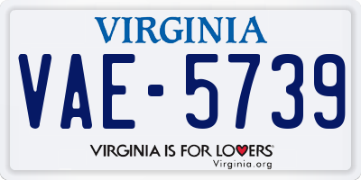 VA license plate VAE5739