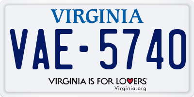 VA license plate VAE5740