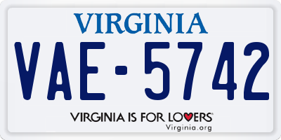 VA license plate VAE5742