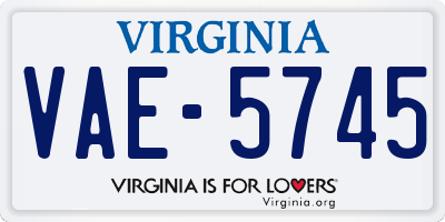 VA license plate VAE5745