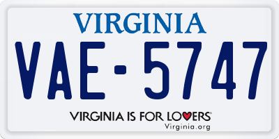 VA license plate VAE5747
