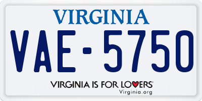 VA license plate VAE5750