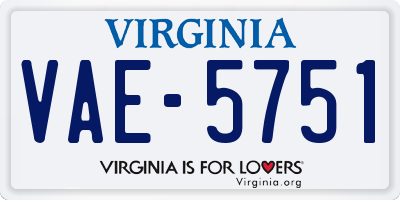 VA license plate VAE5751