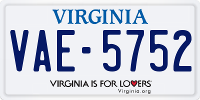 VA license plate VAE5752