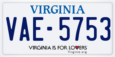 VA license plate VAE5753