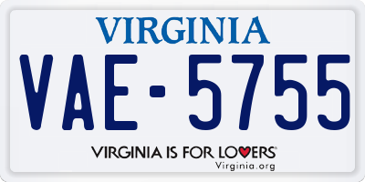 VA license plate VAE5755