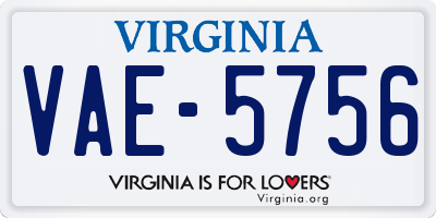 VA license plate VAE5756