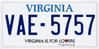 VA license plate VAE5757