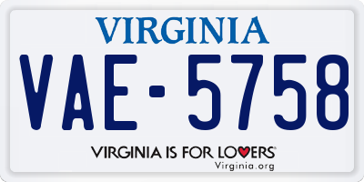 VA license plate VAE5758