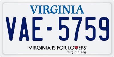VA license plate VAE5759