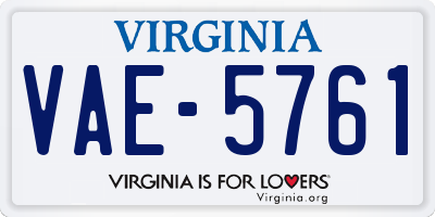 VA license plate VAE5761