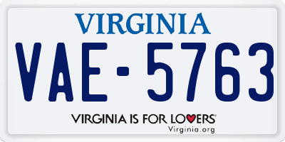 VA license plate VAE5763