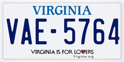 VA license plate VAE5764