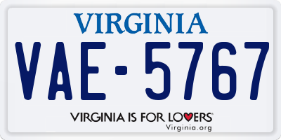 VA license plate VAE5767