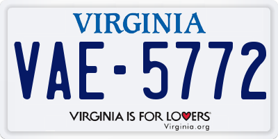 VA license plate VAE5772