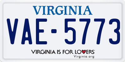 VA license plate VAE5773