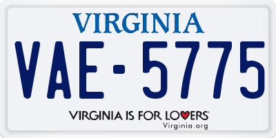 VA license plate VAE5775