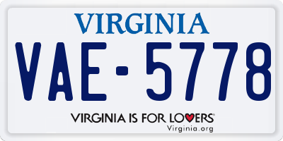 VA license plate VAE5778