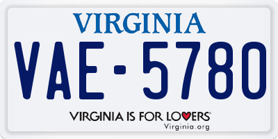 VA license plate VAE5780
