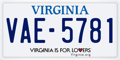VA license plate VAE5781