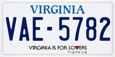 VA license plate VAE5782