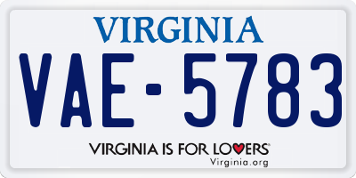 VA license plate VAE5783