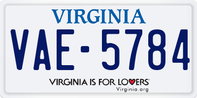 VA license plate VAE5784