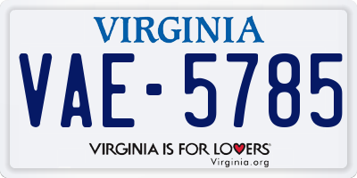 VA license plate VAE5785