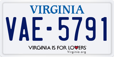 VA license plate VAE5791