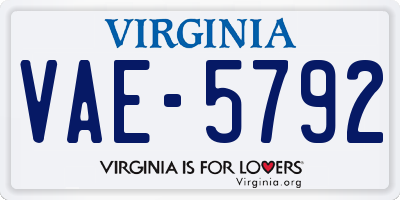 VA license plate VAE5792
