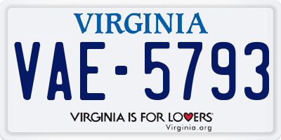 VA license plate VAE5793